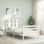 White solid wood bed frame with headboard 100x200 cm by vidaXL, Beds and slatted bases - Ref: Foro24-3194107, Price: 116,22 €...