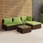 5-piece garden sofa set and brown synthetic rattan cushions by vidaXL, Garden sets - Ref: Foro24-3101620, Price: 508,55 €, Di...