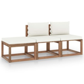 3-piece pallet garden set with impregnated pine wood cushions by vidaXL, Garden sets - Ref: Foro24-3067298, Price: 205,99 €, ...