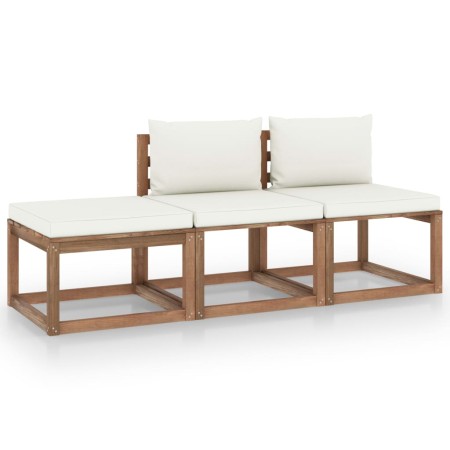 3-piece pallet garden set with impregnated pine wood cushions by vidaXL, Garden sets - Ref: Foro24-3067298, Price: 205,88 €, ...