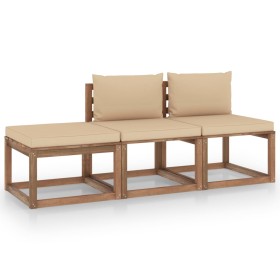 3-piece pallet garden set with impregnated pine wood cushions by vidaXL, Garden sets - Ref: Foro24-3067299, Price: 182,99 €, ...