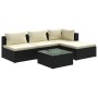 Set de muebles de jardín 5 pzas y cojines ratán sintético negro de vidaXL, Conjuntos de jardín - Ref: Foro24-3101615, Precio:...