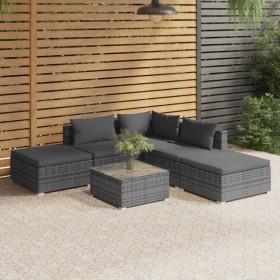 Set von Gartenmöbeln 6 Stück und Kissen synthetischen Rattan grau von vidaXL, Gartensets - Ref: Foro24-3101605, Preis: 490,99...