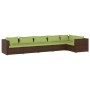 Set muebles de jardín 6 piezas y cojines ratán sintético marrón de vidaXL, Conjuntos de jardín - Ref: Foro24-3101708, Precio:...