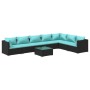 Set de muebles de jardín 8 pzas y cojines ratán sintético negro de vidaXL, Conjuntos de jardín - Ref: Foro24-3101753, Precio:...