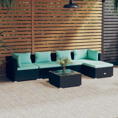 6-teiliges Gartenmöbel-Set und schwarze Kissen aus synthetischem Rattan von vidaXL, Gartensets - Ref: Foro24-3101665, Preis: ...