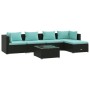 Set de muebles de jardín 6 pzas y cojines ratán sintético negro de vidaXL, Conjuntos de jardín - Ref: Foro24-3101665, Precio:...