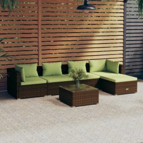 6-teiliges Gartenmöbel-Set und braune synthetische Rattankissen von vidaXL, Gartensets - Ref: Foro24-3101668, Preis: 543,80 €...