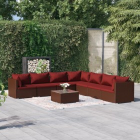 Gartensofa 8 Stück und Kissen aus braunem synthetischem Rattan von vidaXL, Gartensets - Ref: Foro24-3101763, Preis: 729,99 €,...