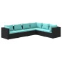 Set de muebles de jardín 6 pzas y cojines ratán sintético negro de vidaXL, Conjuntos de jardín - Ref: Foro24-3101713, Precio:...