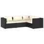 Set de muebles de jardín 4 pzas y cojines ratán sintético negro de vidaXL, Conjuntos de jardín - Ref: Foro24-3101671, Precio:...