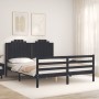 Estructura de cama con cabecero madera maciza negro 160x200 cm de vidaXL, Camas y somieres - Ref: Foro24-3194195, Precio: 173...