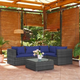 5-teiliges Gartensofa-Set und graue synthetische Rattankissen von vidaXL, Gartensets - Ref: Foro24-3101686, Preis: 332,99 €, ...