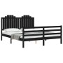 Estructura de cama con cabecero madera maciza negro 160x200 cm de vidaXL, Camas y somieres - Ref: Foro24-3194195, Precio: 173...