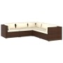 Set muebles de jardín 5 piezas y cojines ratán sintético marrón de vidaXL, Conjuntos de jardín - Ref: Foro24-3101698, Precio:...