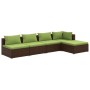 5-teiliges Gartensofa-Set und braune synthetische Rattankissen von vidaXL, Gartensets - Ref: Foro24-3101628, Preis: 486,65 €,...