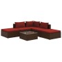 Set muebles de jardín 6 piezas y cojines ratán sintético marrón de vidaXL, Conjuntos de jardín - Ref: Foro24-3101603, Precio:...