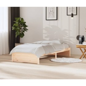 Estructura de cama madera maciza de pino 90x200 cm de vidaXL, Camas y somieres - Ref: Foro24-833235, Precio: 108,71 €, Descue...