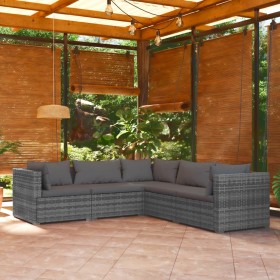 5-piece garden furniture set and gray synthetic rattan cushions by vidaXL, Garden sets - Ref: Foro24-3101701, Price: 425,32 €...