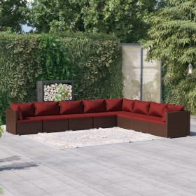 8-teilige Gartensofagarnitur und braune synthetische Rattankissen von vidaXL, Gartensets - Ref: Foro24-3101771, Preis: 734,99...