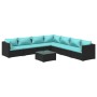 Set de muebles de jardín 8 pzas y cojines ratán sintético negro de vidaXL, Conjuntos de jardín - Ref: Foro24-3101761, Precio:...