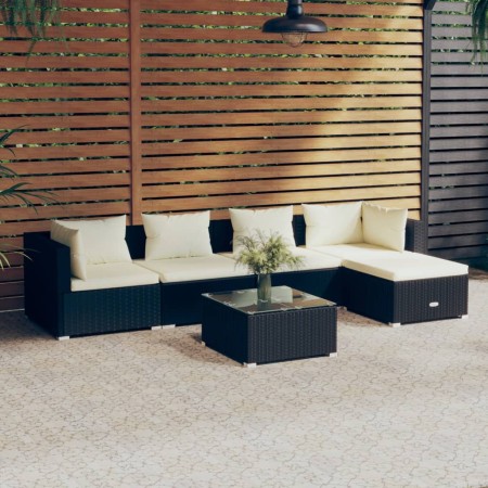 6-teiliges Gartenmöbel-Set und schwarze Kissen aus synthetischem Rattan von vidaXL, Gartensets - Ref: Foro24-3101663, Preis: ...