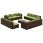 Set muebles de jardín 13 pzas y cojines ratán sintético marrón de vidaXL, Conjuntos de jardín - Ref: Foro24-3101596, Precio: ...