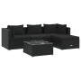 Set de muebles de jardín 5 pzas y cojines ratán sintético negro de vidaXL, Conjuntos de jardín - Ref: Foro24-3101648, Precio:...