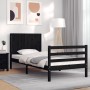 Estructura de cama con cabecero madera maciza negro 90x200 cm de vidaXL, Camas y somieres - Ref: Foro24-3194755, Precio: 127,...