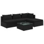 Set de muebles de jardín 5 pzas y cojines ratán sintético negro de vidaXL, Conjuntos de jardín - Ref: Foro24-3101616, Precio:...