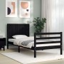 Estructura de cama con cabecero madera maciza negro 90x200 cm de vidaXL, Camas y somieres - Ref: Foro24-3194755, Precio: 119,...