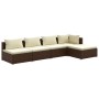 Set muebles de jardín 5 piezas y cojines ratán sintético marrón de vidaXL, Conjuntos de jardín - Ref: Foro24-3101626, Precio:...