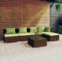 6-teiliges Gartenmöbel-Set und braune synthetische Rattankissen von vidaXL, Gartensets - Ref: Foro24-3101636, Preis: 580,16 €...