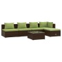 Set muebles de jardín 6 piezas y cojines ratán sintético marrón de vidaXL, Conjuntos de jardín - Ref: Foro24-3101636, Precio:...