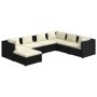 Set de muebles de jardín 7 pzas y cojines ratán sintético negro de vidaXL, Conjuntos de jardín - Ref: Foro24-3101831, Precio:...