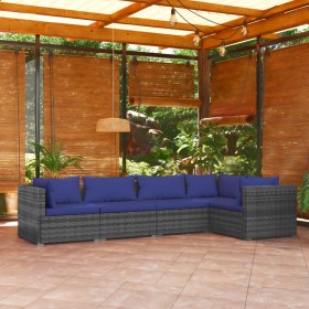 5-piece garden sofa set and gray synthetic rattan cushions by vidaXL, Garden sets - Ref: Foro24-3101694, Price: 375,10 €, Dis...