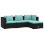 Set de muebles de jardín 4 pzas y cojines ratán sintético negro de vidaXL, Conjuntos de jardín - Ref: Foro24-3101641, Precio:...