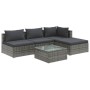 Set de muebles de jardín 5 pzas y cojines ratán sintético gris de vidaXL, Conjuntos de jardín - Ref: Foro24-3101621, Precio: ...