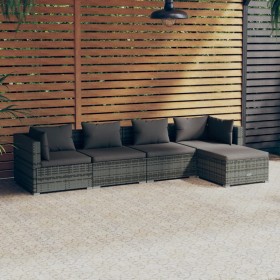 5-teiliges Gartenmöbel-Set und graue synthetische Rattankissen von vidaXL, Gartensets - Ref: Foro24-3101661, Preis: 429,79 €,...