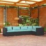 5-teiliges Gartenmöbel-Set und schwarze synthetische Rattankissen von vidaXL, Gartensets - Ref: Foro24-3101689, Preis: 396,89...