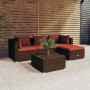 Garten Sofa Set 5 Stück und Kissen braun synthetischen Rattan von vidaXL, Gartensets - Ref: Foro24-3101651, Preis: 400,50 €, ...