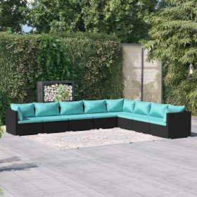 8-teiliges Gartenmöbel-Set und schwarze synthetische Rattankissen von vidaXL, Gartensets - Ref: Foro24-3101769, Preis: 715,99...