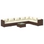 Set muebles de jardín 8 piezas y cojines ratán sintético marrón de vidaXL, Conjuntos de jardín - Ref: Foro24-3101754, Precio:...