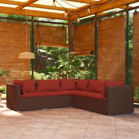 5-piece garden sofa set and brown synthetic rattan cushions by vidaXL, Garden sets - Ref: Foro24-3101699, Price: 398,99 €, Di...