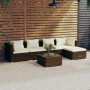 Set muebles de jardín 6 piezas y cojines ratán sintético marrón de vidaXL, Conjuntos de jardín - Ref: Foro24-3101666, Precio:...