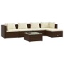 Set muebles de jardín 6 piezas y cojines ratán sintético marrón de vidaXL, Conjuntos de jardín - Ref: Foro24-3101666, Precio:...