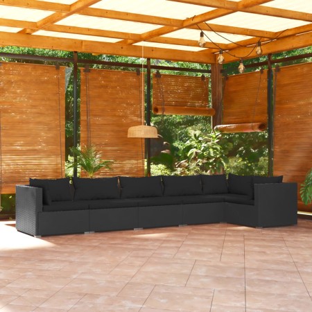 6-piece garden furniture set and black synthetic rattan cushions by vidaXL, Garden sets - Ref: Foro24-3101704, Price: 791,05 ...