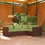 Set muebles de jardín 4 piezas y cojines ratán sintético marrón de vidaXL, Conjuntos de jardín - Ref: Foro24-3101676, Precio:...