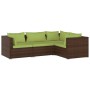 Set muebles de jardín 4 piezas y cojines ratán sintético marrón de vidaXL, Conjuntos de jardín - Ref: Foro24-3101676, Precio:...