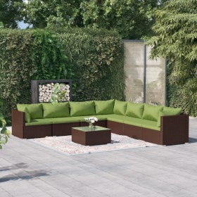 8-teilige Gartensofagarnitur und braune synthetische Rattankissen von vidaXL, Gartensets - Ref: Foro24-3101764, Preis: 735,01...